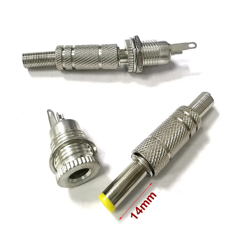 Silver Metal DC Male female Power supply DC099 socket Plug Jack Connector 5.5x2.1mm 5.5mm x 2.5mm Yellow Head 5.5*2.1 5.5*2.5mm wire connector wire connector terminals electrical connectors cable connector electrical connector dc connectors power plug power jack connector power plugs usb plug socket connector