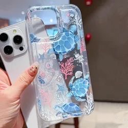 Ocean Turtle Transparent Phone Case with Shock-Absorption Design for Redmi Note 11(11S) (T4719)