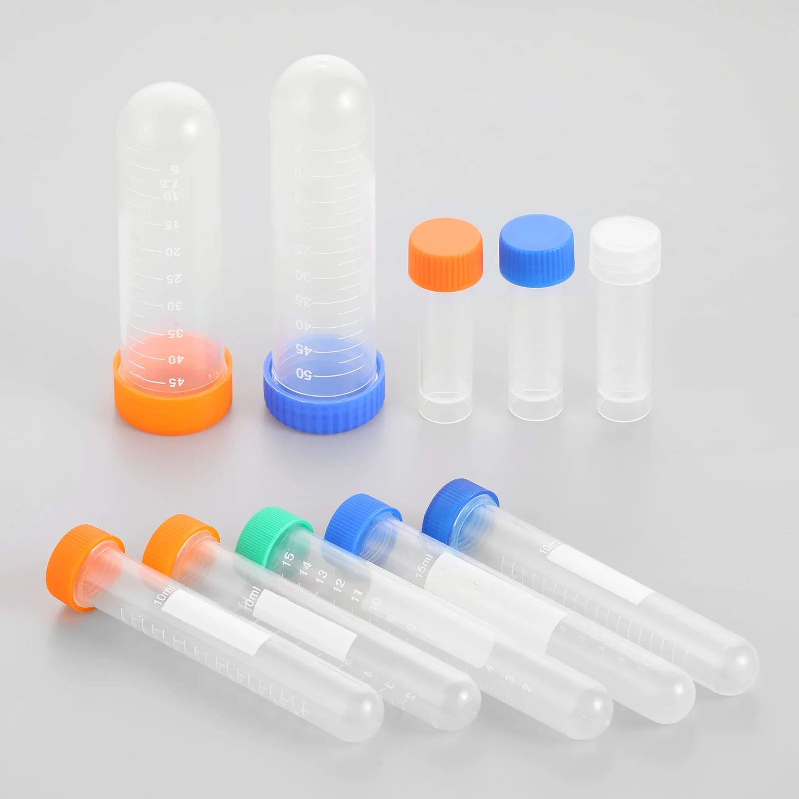 Clear Sewing Needles Storage Tube Plastic Pin Bottle with Scale Beads Button Container Box Holder Colorful Cap 5pcs/set