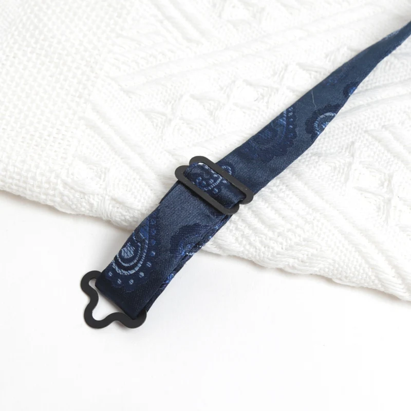 Men Elegant Blue Adult Bowtie Classic Fashion Wedding Party Formal Satin Gift Plaids Adjust Neck Bow Tie Business Accessories