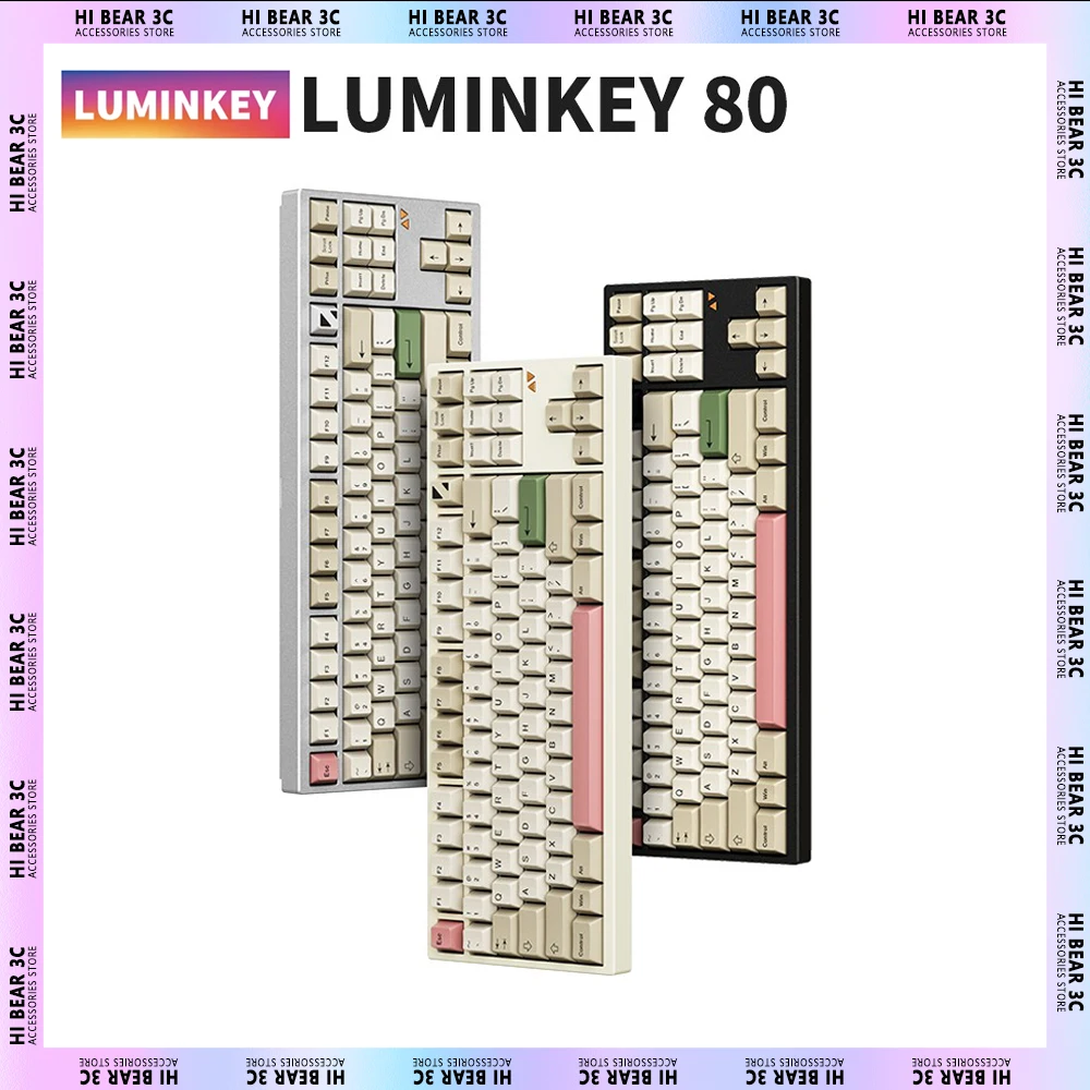 

Механическая клавиатура Luminkey80, Алюминиевая клавиатура с тремя режимами горячей замены, игровая клавиатура с прокладкой, эргономичная, 4400 мАч, для ПК, геймеров, Mac, офиса