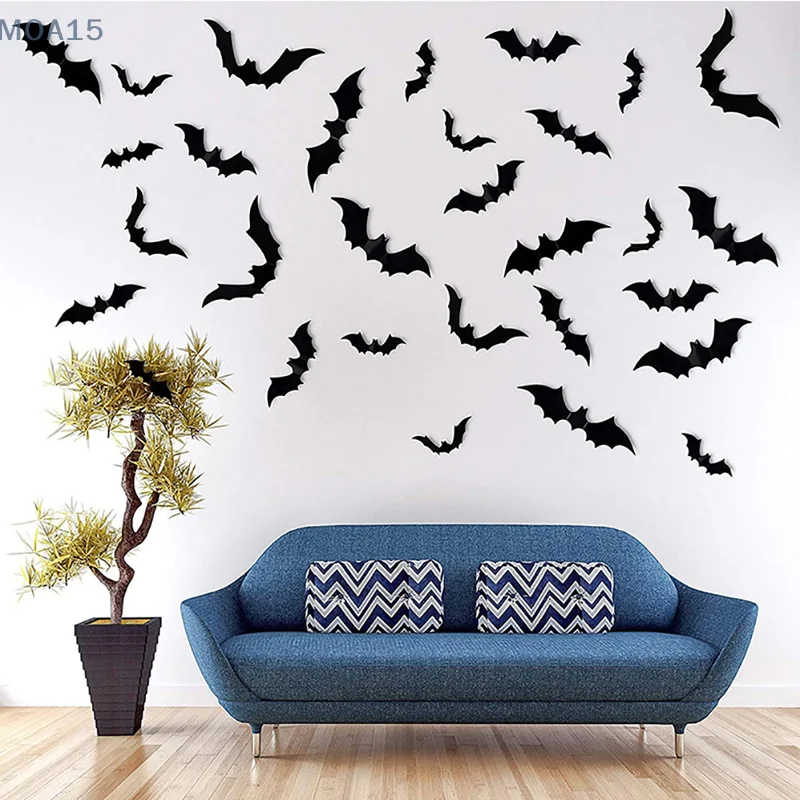 Halloween Decoration Black PVC Bat Halloween Party DIY Decor Bar Room Party Scary Decos Props Wall Sticker