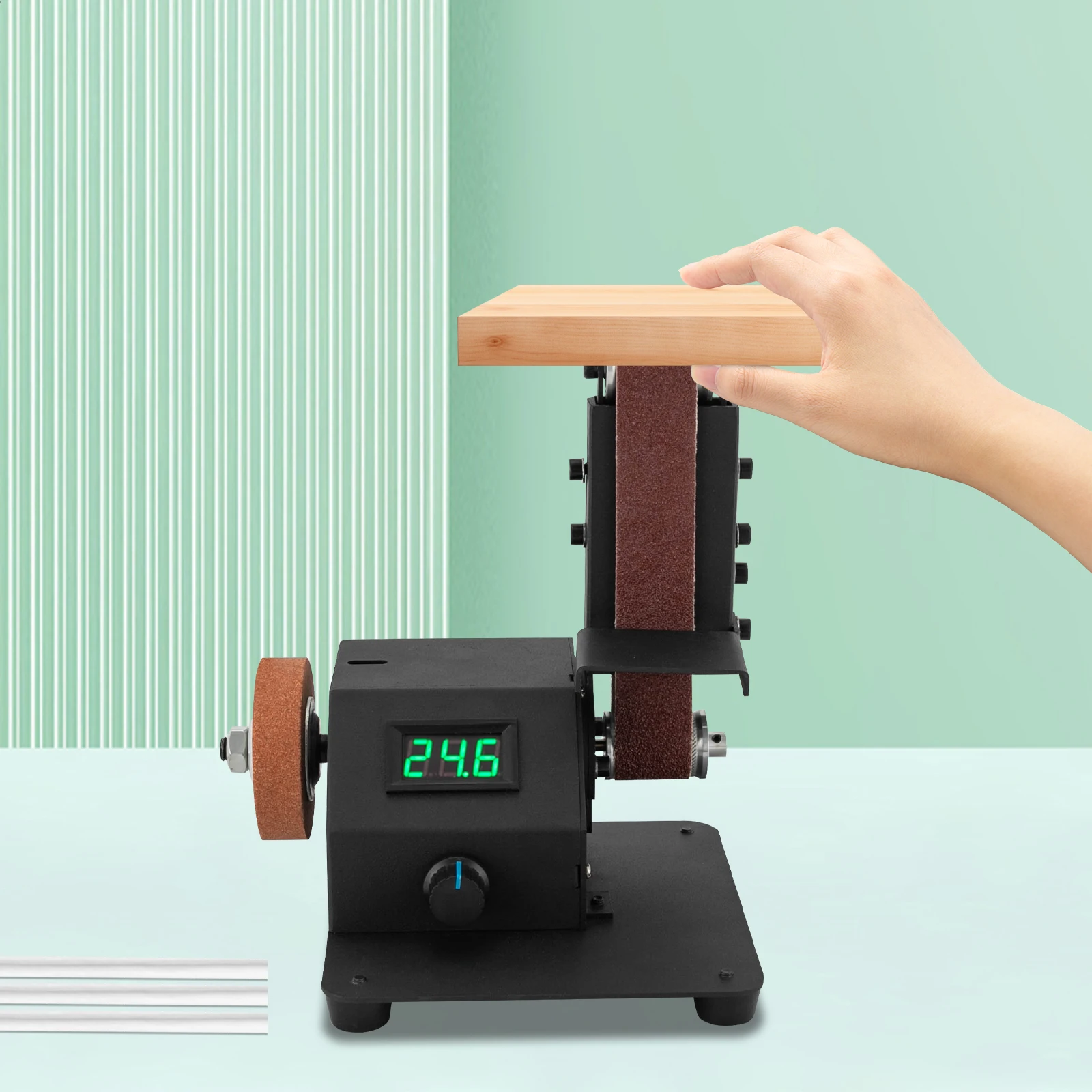 350W Electric Belt Sander Mini Belt Sander Machine, Polishing Grinding Machine for Wood Metal Upgrade Knife Sharpening