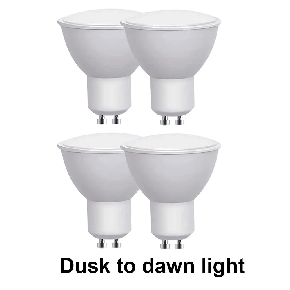 4-Piece Light Sensor Security Lighting Porch Hallway Patio Courtyard Garage Light Bulbs GU10 4W 100-240V Dawn to Dusk Light Bulb