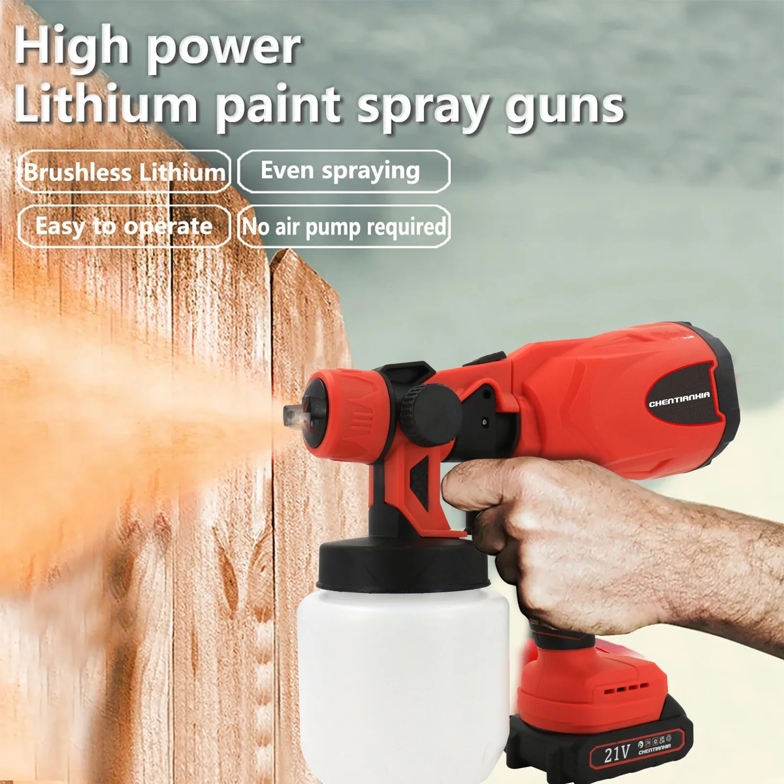 2 Battery Cordless Paint Sprayer Fence Wall Airless 21V HVLP Spray Gun UK Stock