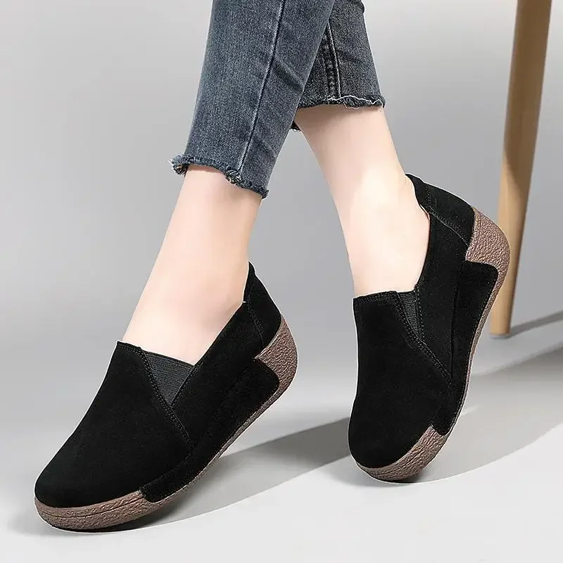 

Moccasins Spring and Autumn 2024 Soft Bottom Women's Shoes Genuine Leather Middle-Aged and Elderly Mom Shoes Moccasins Flat