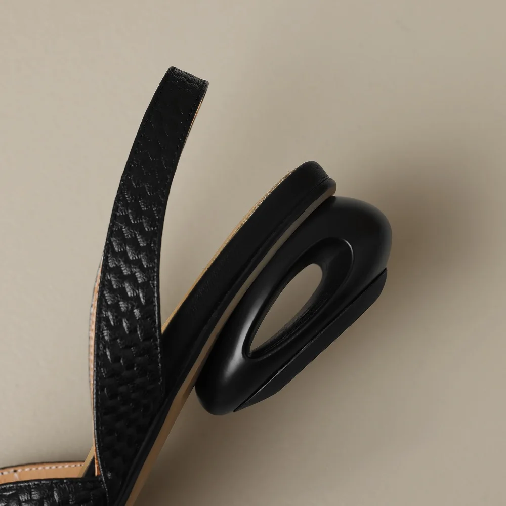 【JOCHEBED HU】Brand Genuine Leather Sandals Pointed Toe Low Heel Women's Shoes Summer Party Dress Silver Red Footwear 34-42