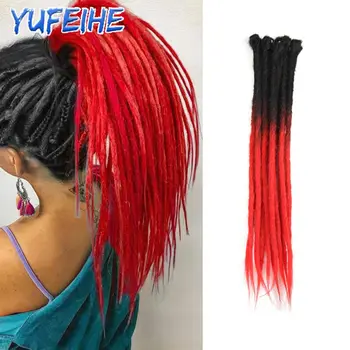 Dreadlocks Extensions Thin 0.7cm Width Synthetic Crochet Braids Hair Dreads Fake Hair Ombre Mint Green Reggae Hip Hop Style Pink 1