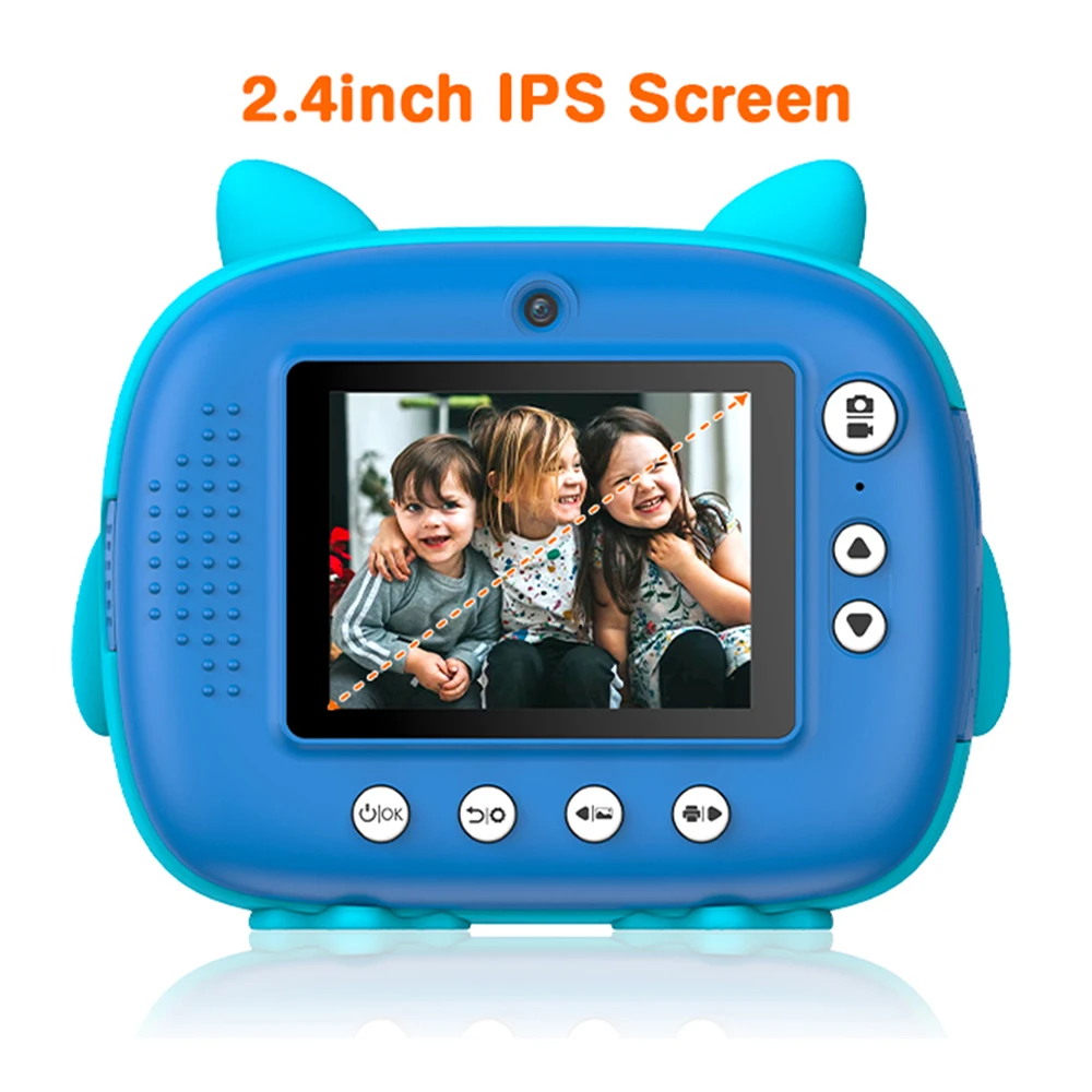 Appareil photo numérique à impression instantanée pour enfants, 2.5K,  appareil photo mignon pour enfants, 12MP, graphite pouces, IPS, 10x3  rouleaux de papier, carte 32 Go, stylos et autocollants - AliExpress