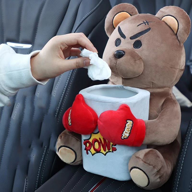 Car Storage Bag Car Trash Can Car Armrest Storage Box Cartoon Cute Car Tissue Box Creative Car Armrest Box Garbage Can 2 In 1 Tissue Bag Multi-functional Storage Bag for Home Office