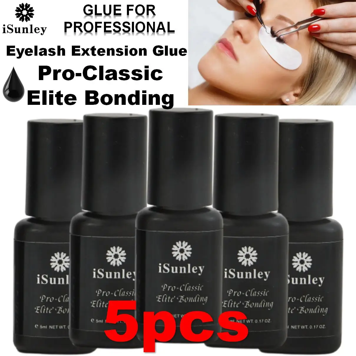 5PCS 1s Glue Eyelashes Eyelash Extensions Professional Eyelash Adhesive Waterproof Lashe Supplies for Salon Eyelash Glue Isunley