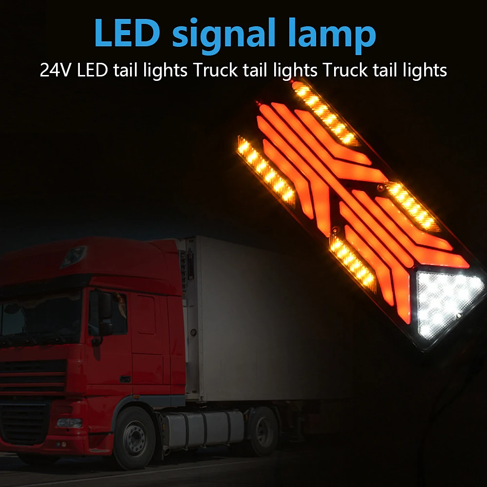 

2PCS 12/24V Dynamic LED Truck Tail Light Turn Signal Rear Brake Lights Reverse Signal Lamp Trailer Lorry Bus Caravan Camper Lamp
