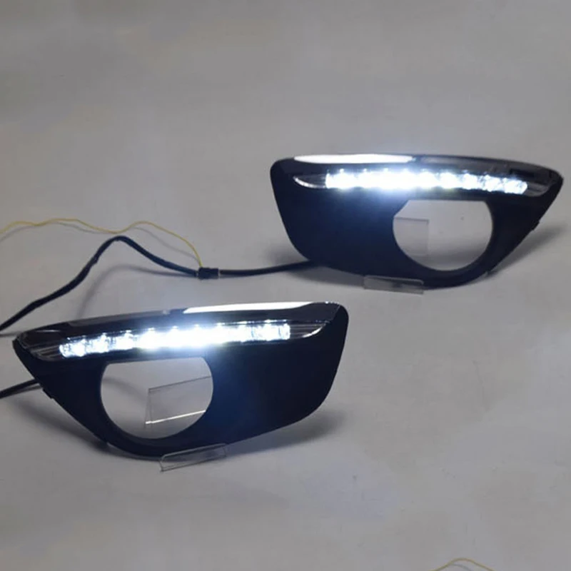 1 Pair Car Daytime Running Light DRL LED Daylight Fog Lamp Cover for Hyundai Santafe Santa Fe 2010 2011 2012 DC 12V