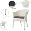 Outdoor Dining Rattan Chairs,White Wicker Chair with Soft Cushion,1 PC Rattan Weave Wicker Fallow Armchair 4