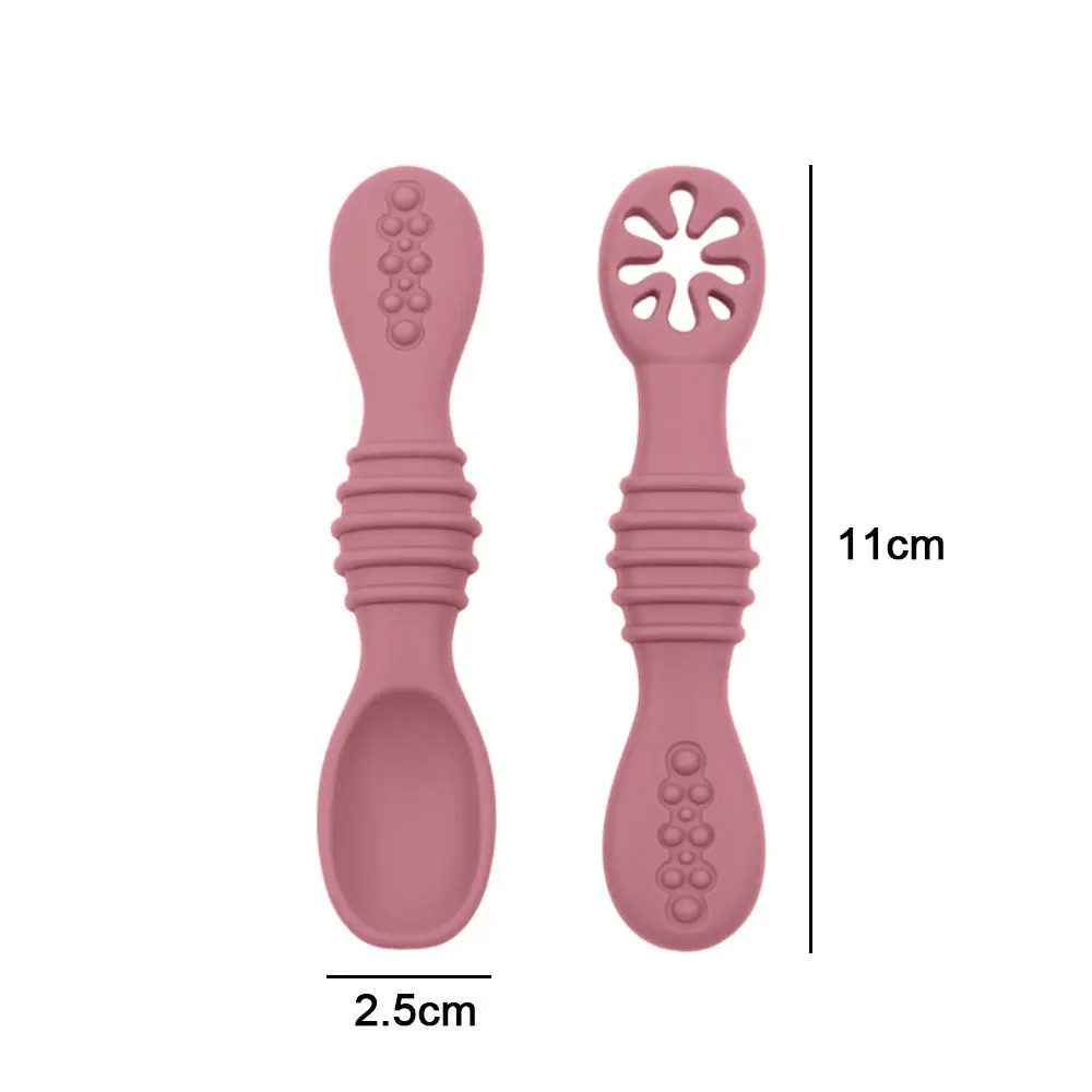 Baby Feeding Spoons 2PCS Silicone Learning Spoons Utensils Set