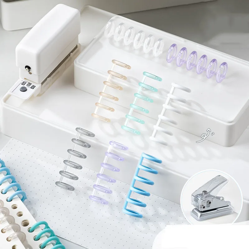10pcs Loose-leaf Paper Binding Ring Clip Loose-leaf Ring Transparent Book Coil Plastic Notebook Binder Binder Clips plastic binding rings,loose leaf binding coil,book binding supplies,plastic binding coil,loose leaf binder clips
