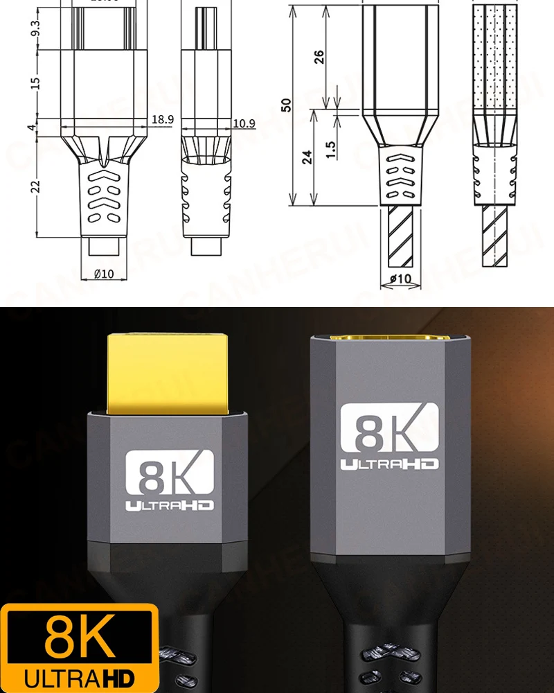 Ultra High-Speed HDMI Extension Cable Male to Female - 8K HDR, 48Gbps, 0.3m/1.5m Lengths
