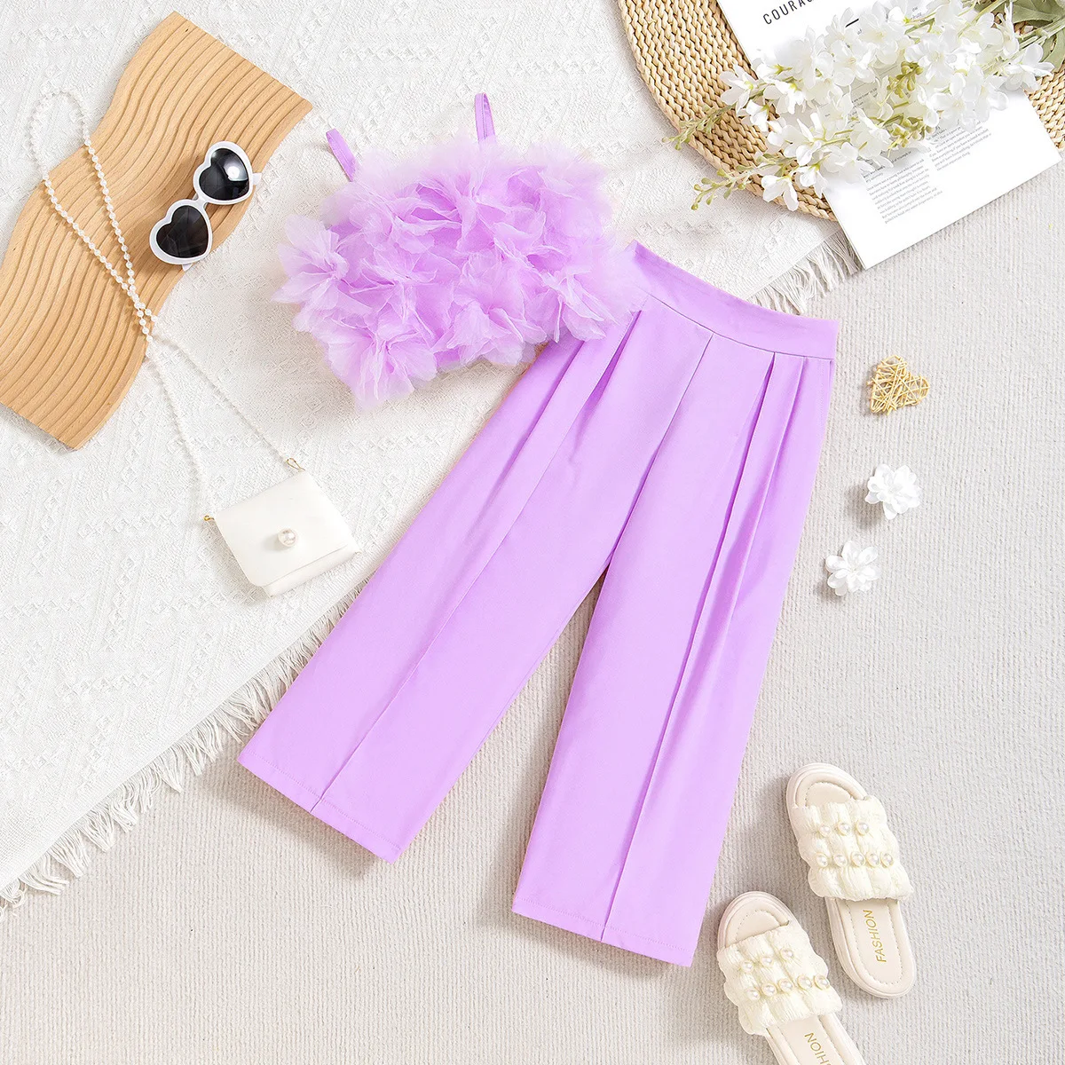 Girls Crepe Flower Summer Set 2
