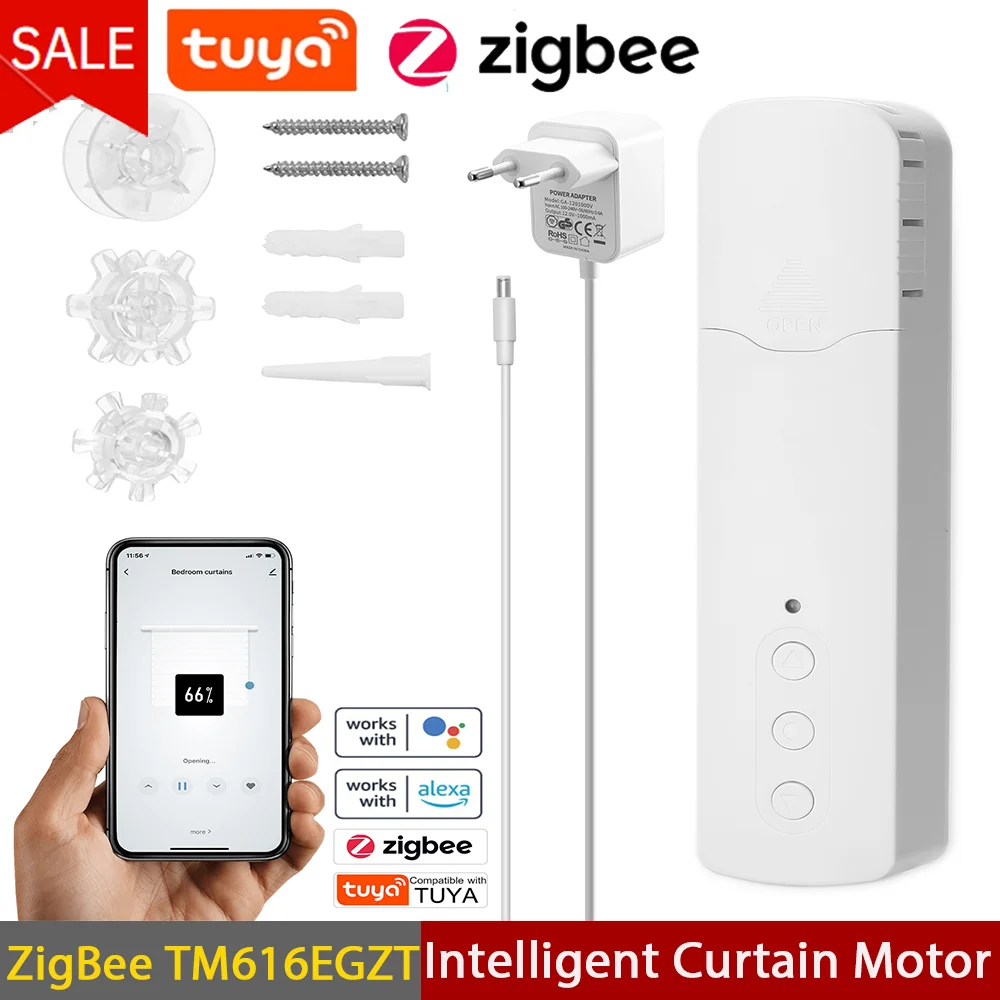 

Tuya ZigBee TM616EGZT Intelligent Pull Bead Curtain Motor Intelligent Electric Curtain Motors Mobilephone APP Voice Control