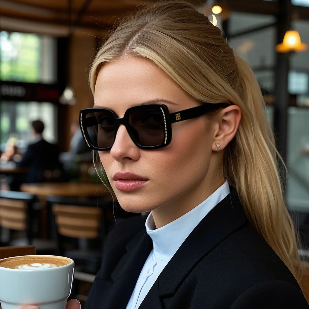 JUNCTURE Polarisierte Damen-Sonnenbrille, modisch, quadratisch, Sonnenbrille, Farbverlauf, Damenbrille, Party, Urlaub, Geschenke, Sonnenbrille für Damen – Detail 1