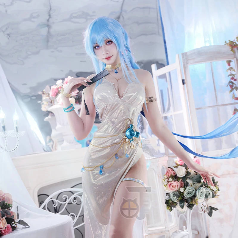 

Хелен Косплей сексуальный белый сексуальный костюм на бретельках для хрустальной богини победы NIKKE женское вечернее платье