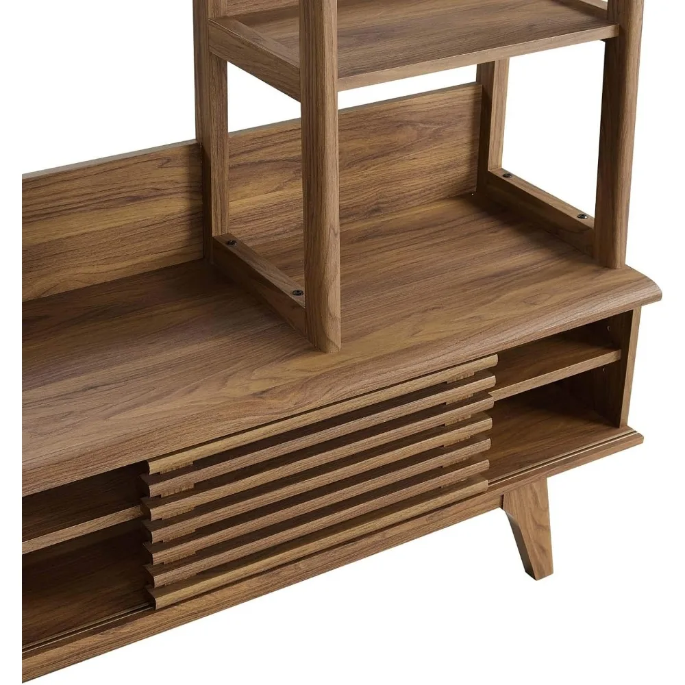 Render Mid-Century Modern TV Stand Entertainment Center, 70", Walnut 4