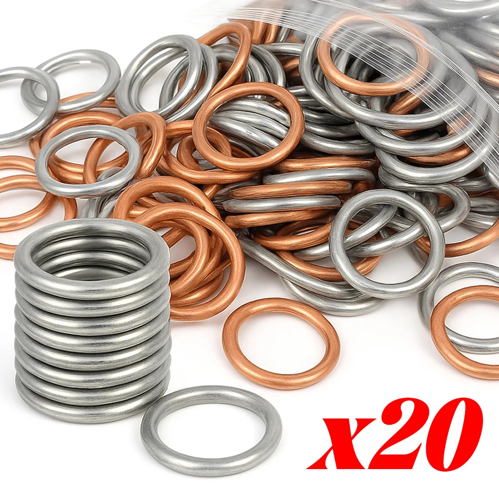 Oil Drain Plug Gasket Aluminum Copper Crush Washer N0138157 oil drain plug gasket oil drain plug seal washer For VW Audi Passat B5 B6 Golf 7 6 Tiguan A3 A4 Q5 Q7 Leak-Proof Seal