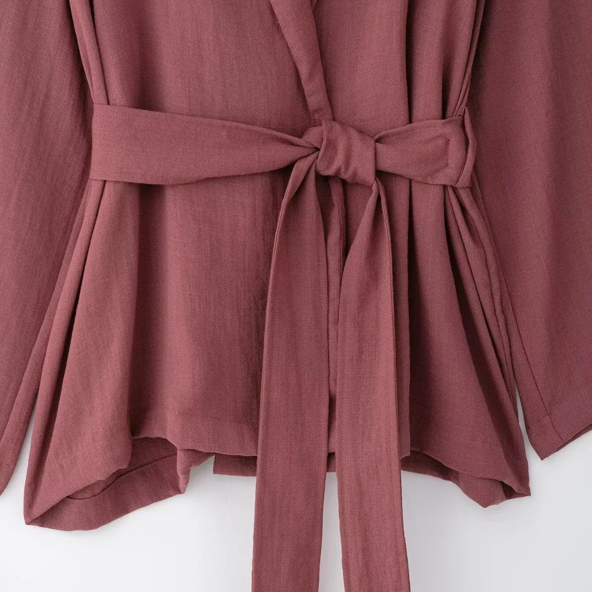 طقم ZBZA النسائي، بتصميم كيمونو مع ربطة جانبية، يت...