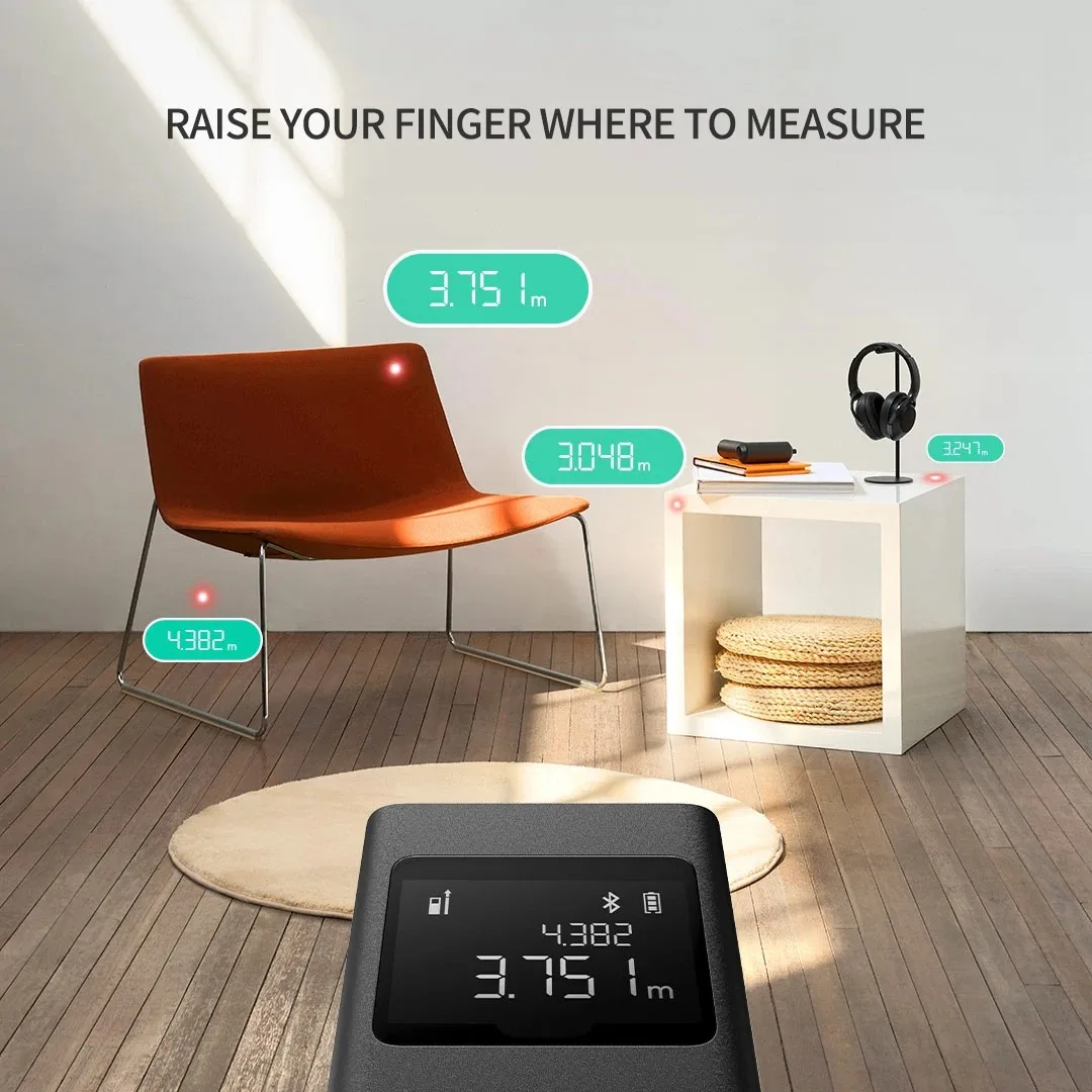 Tape Measure Laser Rangefinder Distance Meter Laser Tape Measure Digital Tape Measure Mijia Smart Laser Rangefinder 3mm High Precision 40m Laser Ranging Type-C Charging With Mijia APP Real Scene Measurement