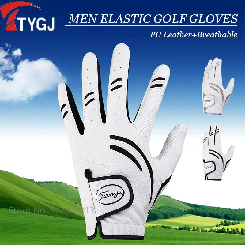 

TTYGJ 1 Pcs Golf Gloves for Men Breathable Left Hand Sports Mitten Non-slip Golf Gloves Wear-resistant PU Leather Mitten Driving