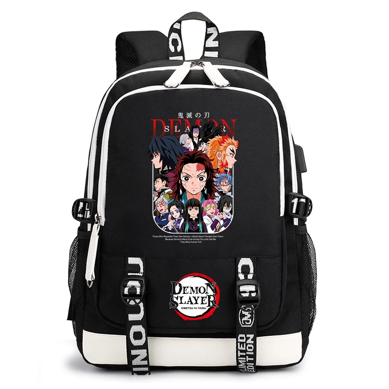 Demon Slayer Anime Backpack for School USB Port Lightweight Daypack for Boys Girls Kids Students 1
