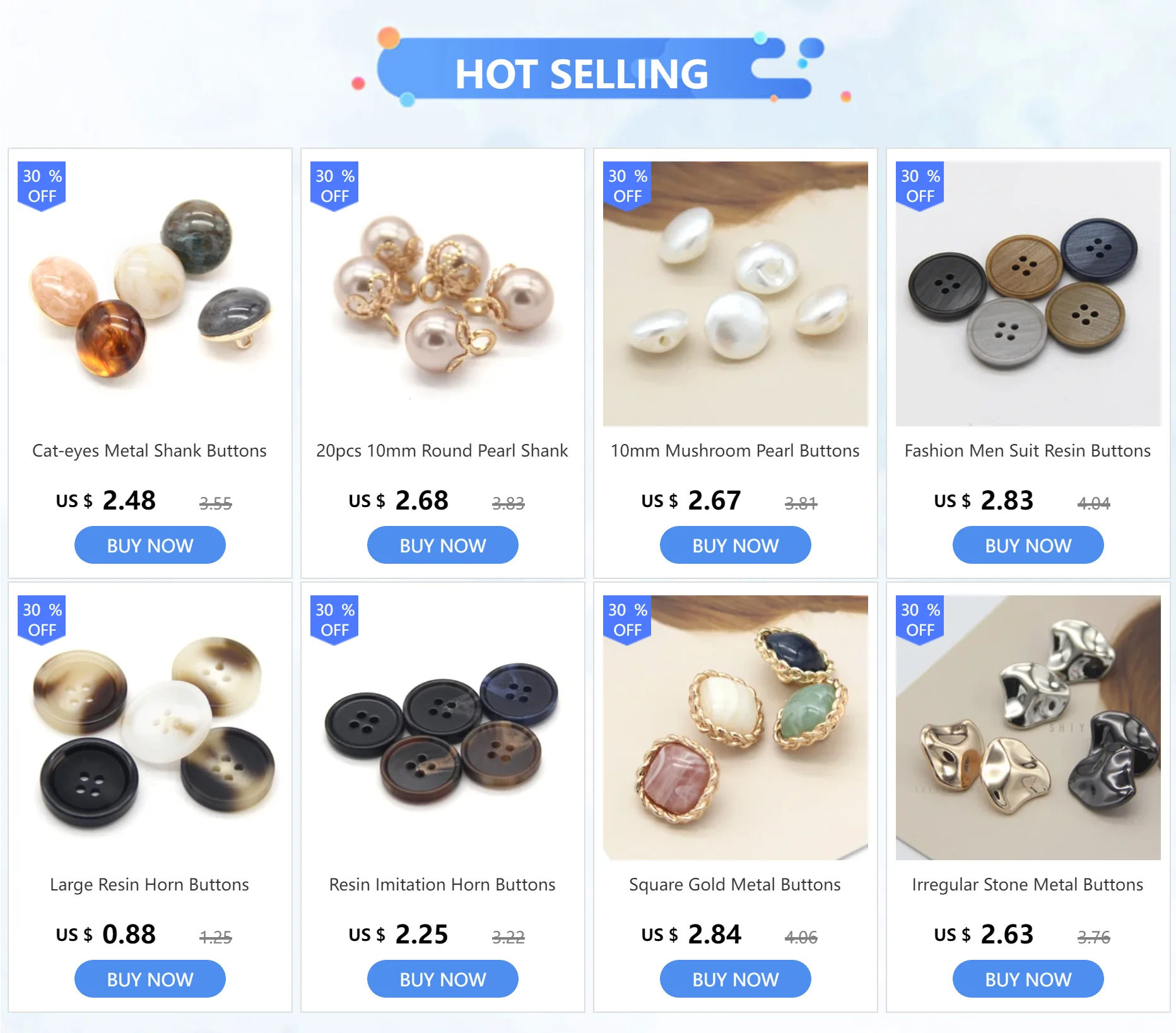 Description Picture 5 of itemDOTOLLE 9/10/11mm Small Classical Horn Pattern Resin Buttons For Clothes Fashion Shirt Blouse Dress DIY Craft Sewing Accessories