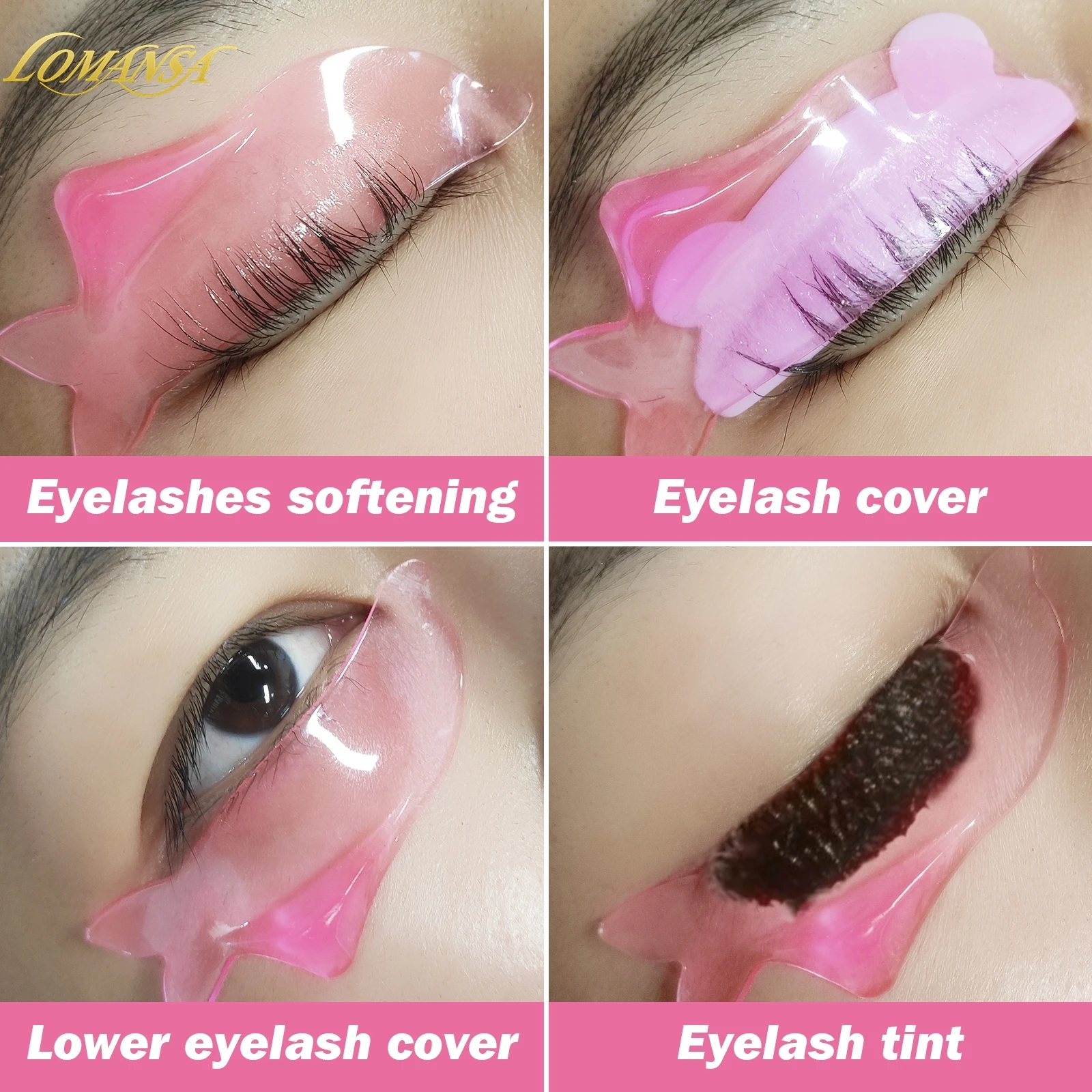 Dolphin Shape Reusable Silicone Eyelash Perm Lashes Rod Shield Lash Softening Pads Eyelash Curler Makeup Tool