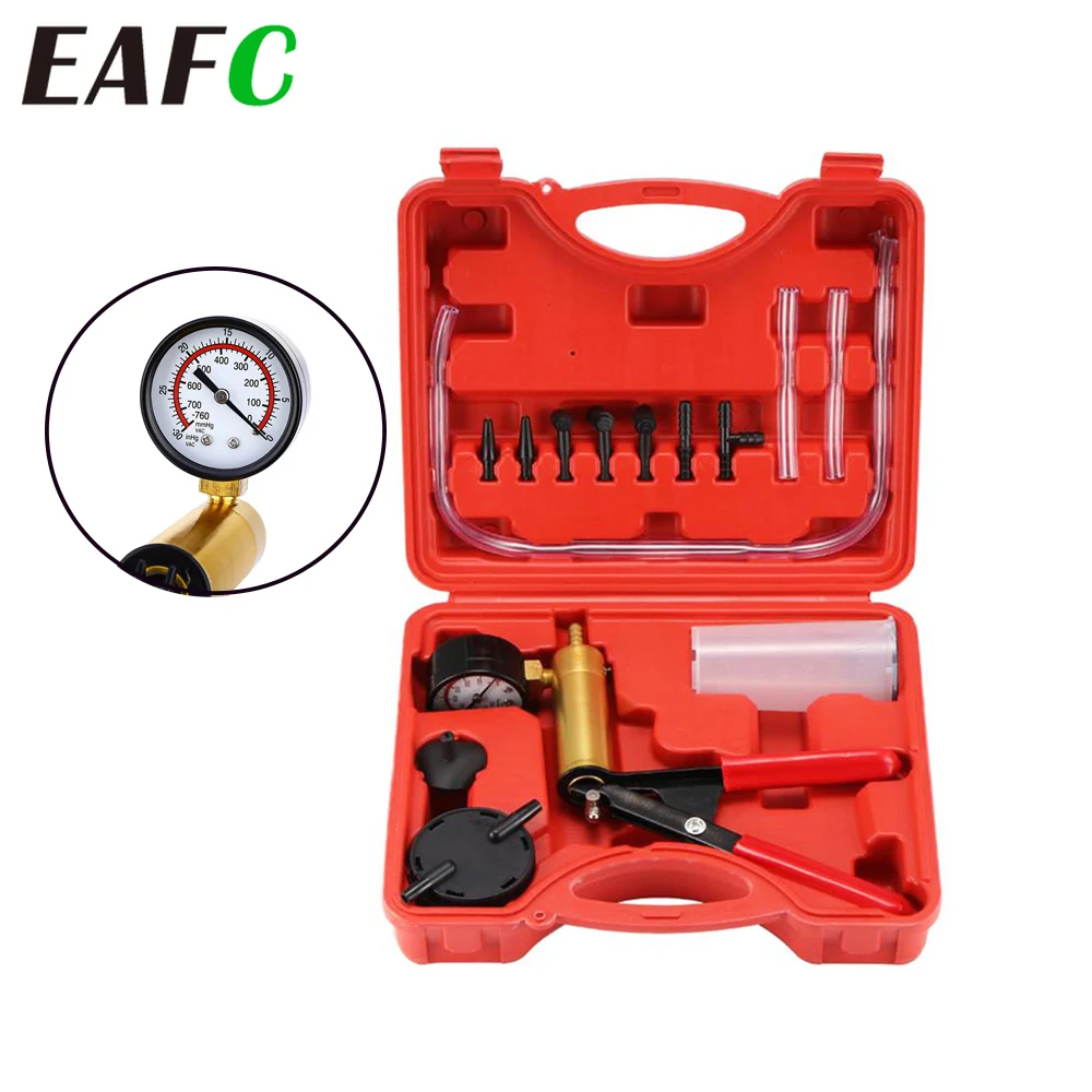 Car 2 in 1 Brake Bleeder Vacuum Pump Tester Tool Kit DIY Brake Bleeder Tools Automobiles Vacuum Gauges Adapter Carrying Case
