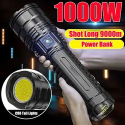 990000000LM 2000W Most Powerful Led Flashlights Tactical Built-in Battery Flash Light USB mergency Spotlights 9km Holiday Gifts