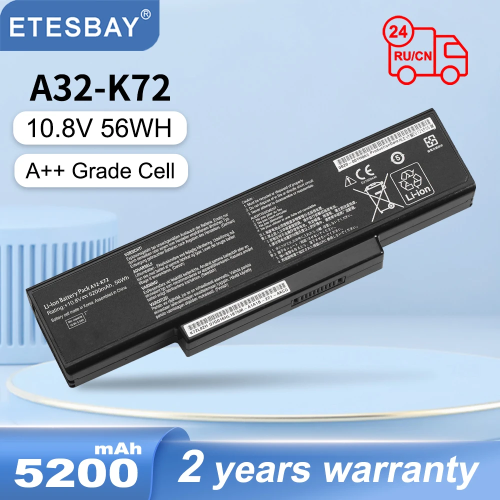 Etesbay A32-k72 5200mah Bateria do Portátil para Asus K72y K73 K73b K73br K73by K73e K73j K73jk K73s K73sd K73sj K73sj K73sm K73sv K73t