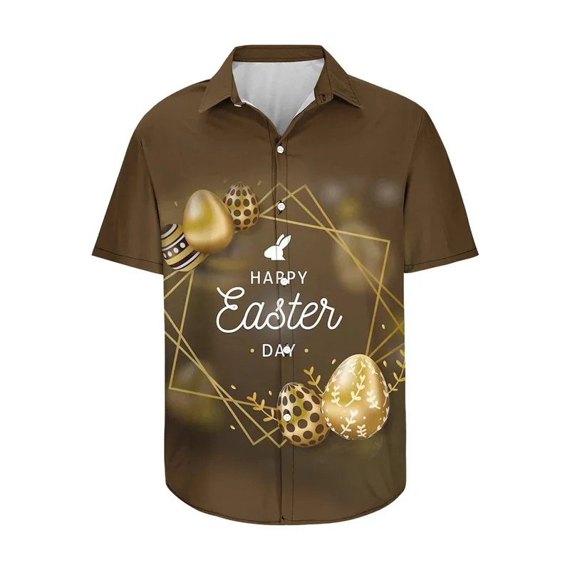thumbnail image 1 of Camisas hawaianas divertidas de Pascua 2024 para hombres, camisas con botones con estampado de huevos de conejo, camisas casuales de verano para fiestas en la playa, blusas para hombres, 1 of 5