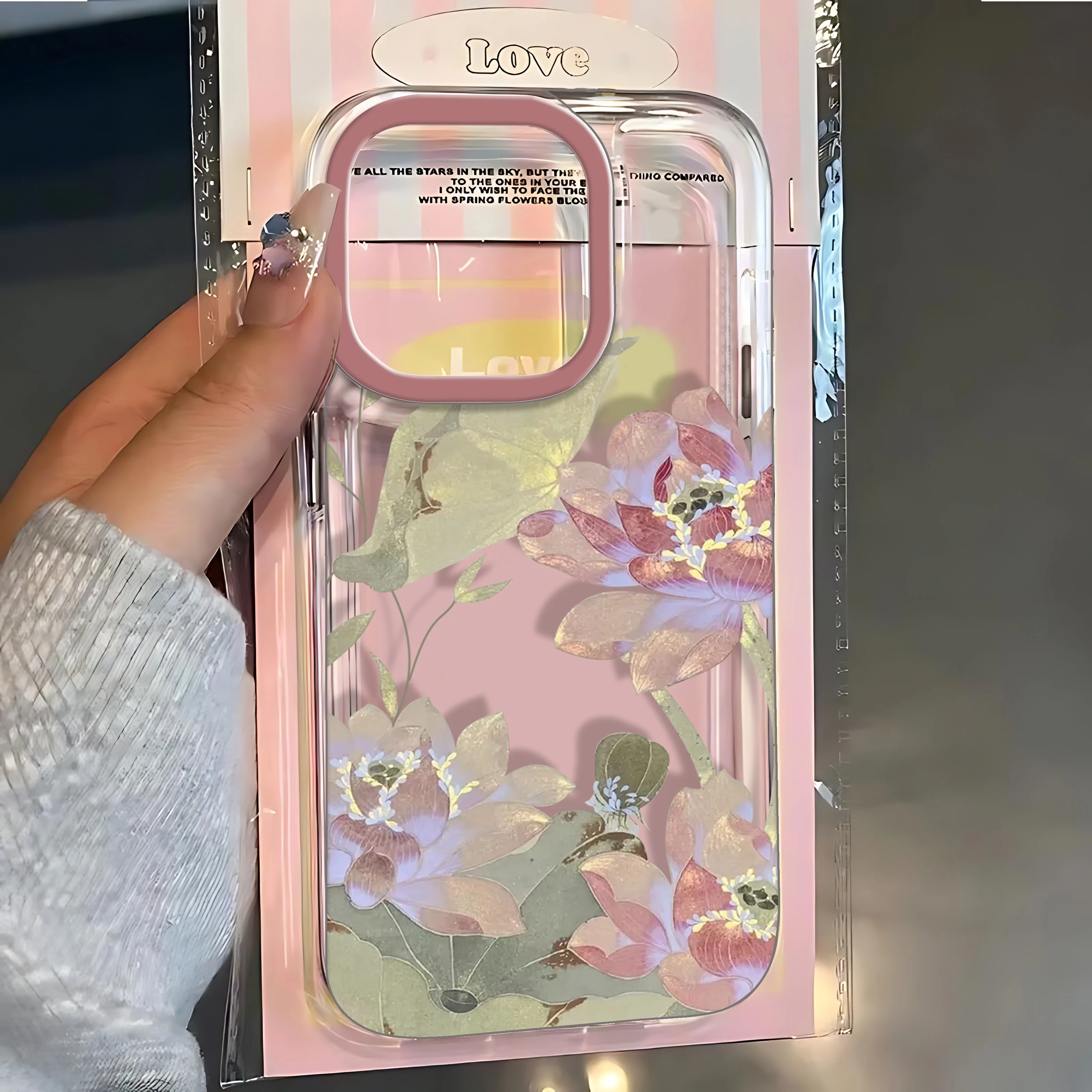 Pink Lotus Floral Clear TPU Phone Case - Elegant and Durable Protection