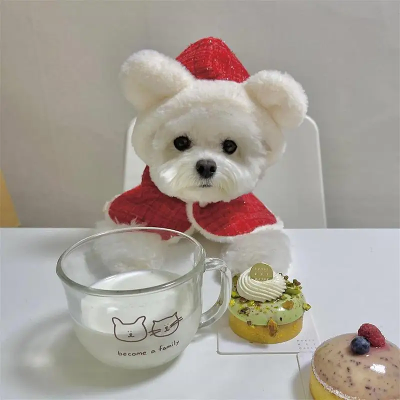 반려동물 크리스마스 망토 고양이 개 원피스, 귀여운 고양이 망토 모자, 코스튬 개 후드 망토, 소형 중형 반려동물 액세서리
