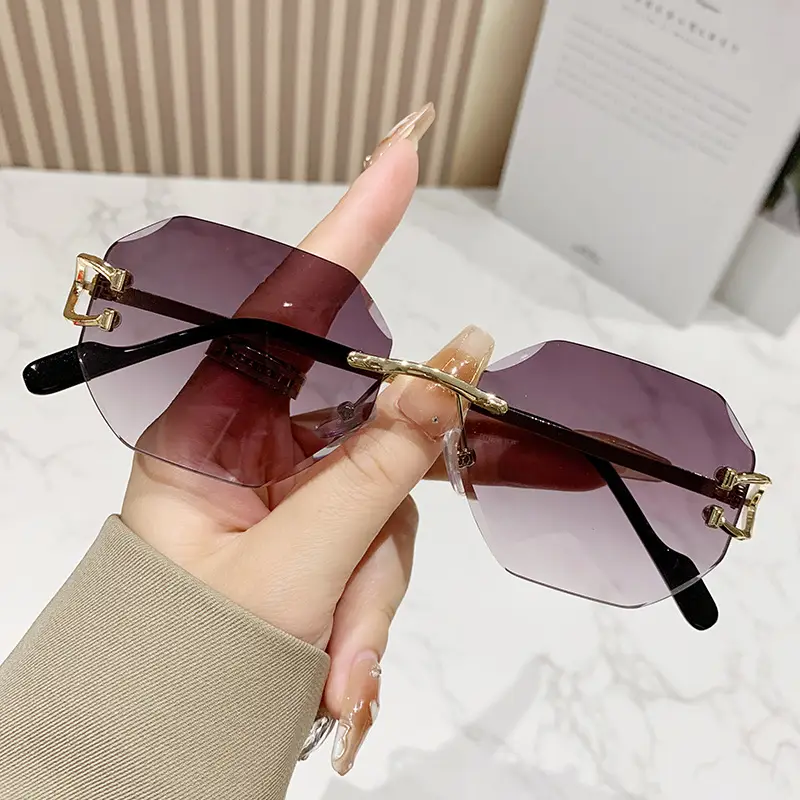 y2k Rimless Irregular Square Sunglasses Women Luxury Brand Design Vintage Punk Popular Metal  Men Sun Glasses UV400 - Image 8