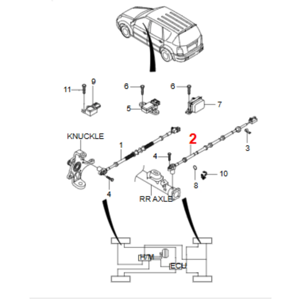 ABS/ESP 5-Link Right Rear Wheel Speed Sensor For Ssangyong REXTON ACTYON SPORTS KYRON ACTYON 4893009300 48930-09300