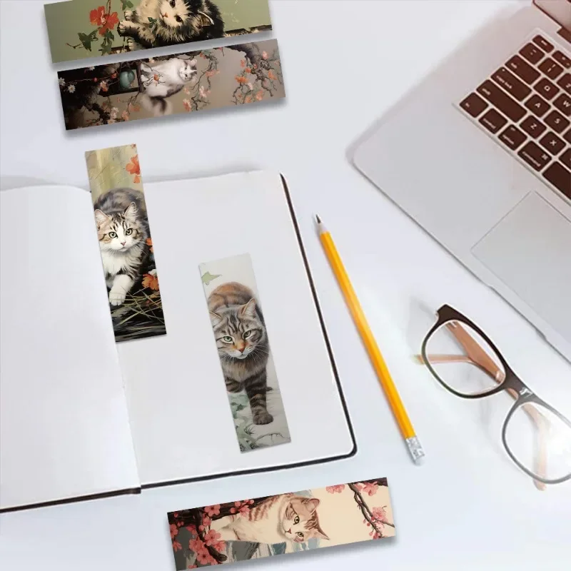 30pcs Japanese cat bookmark Cartoon cute animal decoration Reading page mark Book mark page holder Student supplies Message card