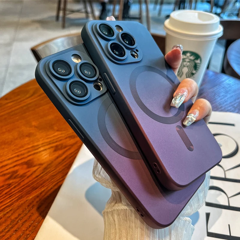 Luxury For Magsafe Gradient Silicone Multicolour Shockproof Case for iPhone17 16 15 14 13 12 11 Pro Max Wireless Charging Cover