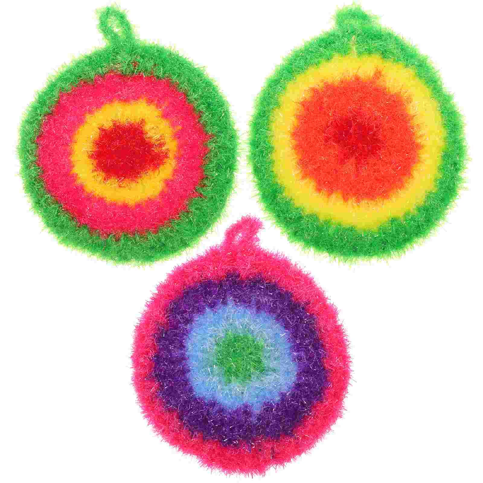 

Handmade Crocheted Dishwashing Weight Scrub Pad Kitchen Pot Scrubbers for Non Scratch Reusable Washable Dishes Serving Utensils