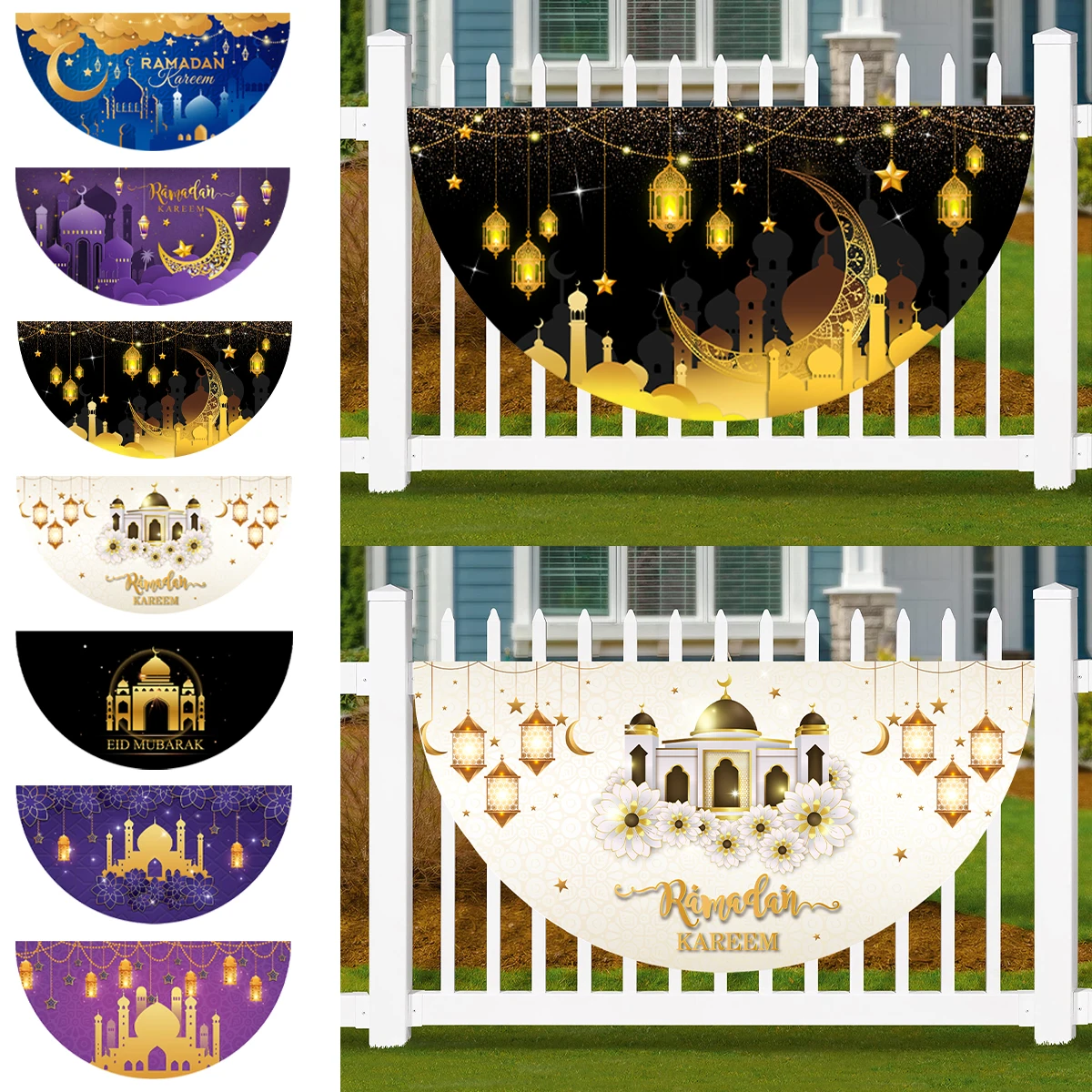

EID Mubarak Outdoor Fan-shaped Flag Banner Ramadan Decoration For Home 2023 Islamic Muslim Party Supplies Ramadan Kareem Gifts