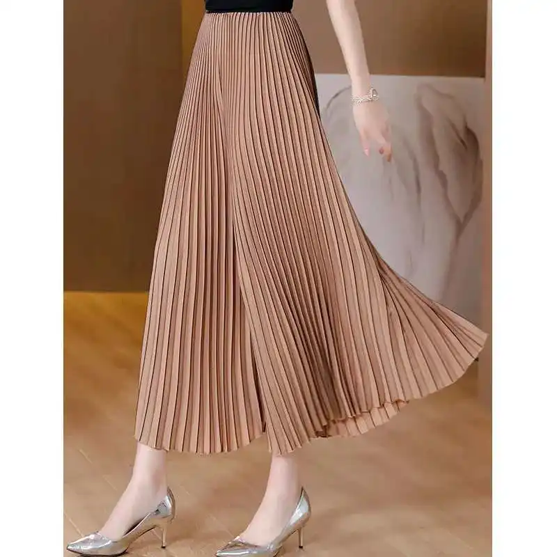2024 Spring Women's Pants Long Loose Wide Leg  Elastic Pleated  Skirt  Long  High Waist Pants  sweatpants women