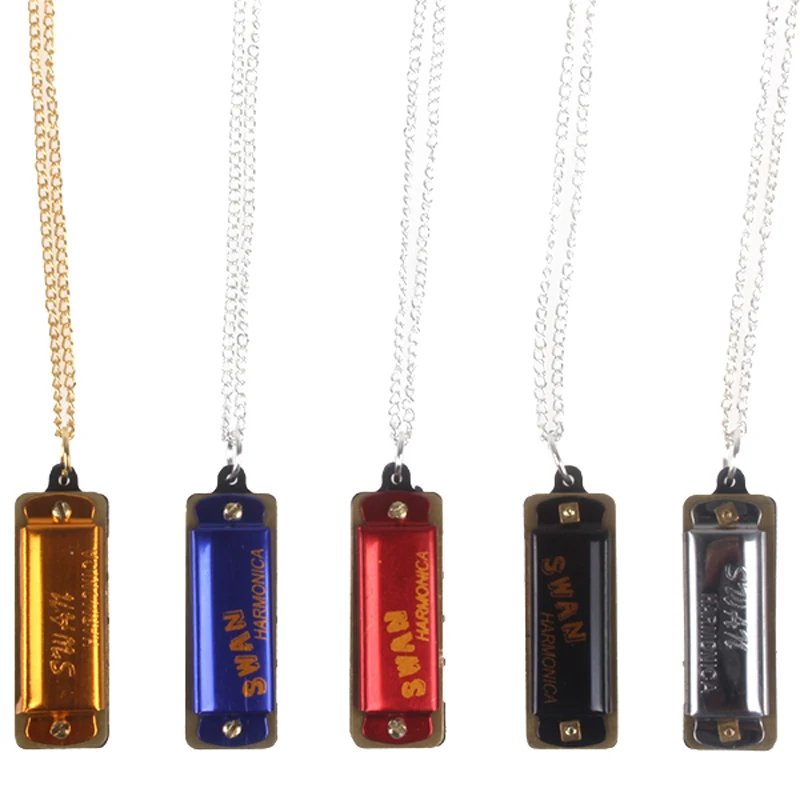 Mini Cute 4 Hole 8 Tone Necklace Harmonica Random Color