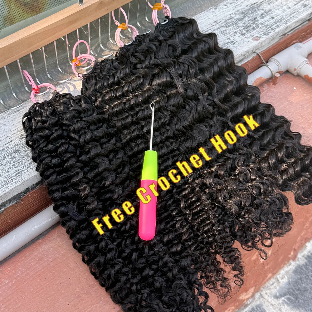 Crochet Human Hair Extensions No Shedding Invisible Crochet Feather Braiding Natural Color Body Wave Hair Extensions Deal 3