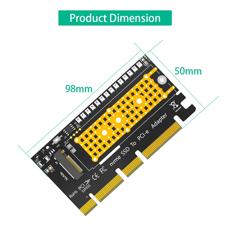 3528 다채로운 플래시 LED 지지대 포함 라이저 카드, M2 SSD 어댑터, M.2 NVME-PCI Express X4 X8 X16, 2230 2242 2260 2280 M2 NVME SSD