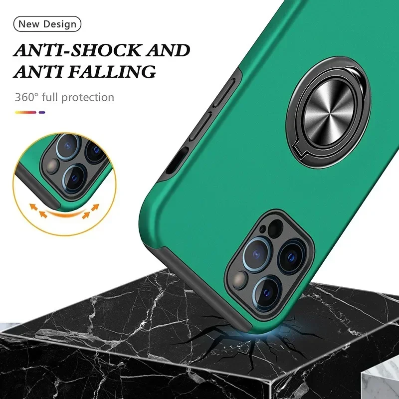 Magnetic Ring Holder Phone Case - Hard Shell Protective Cover